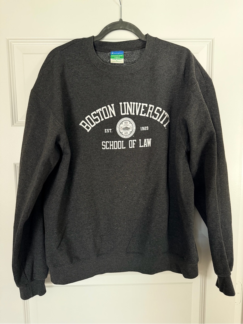 Champion Charcoal Gray Crewneck Sweatshirt Boston University School of Law